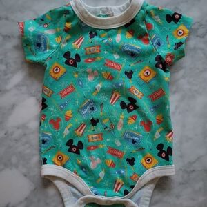 Disney Teal Bodysuit with Playful Icons